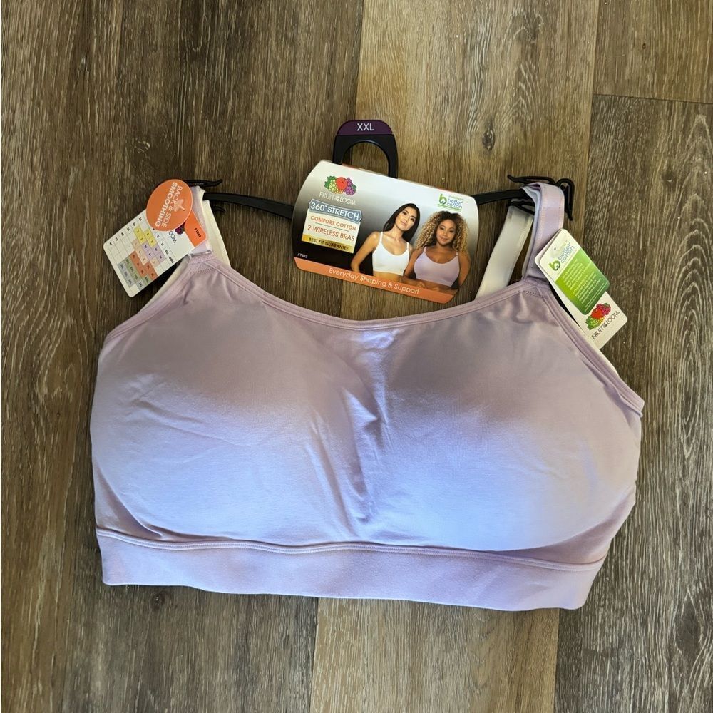 2 pc Lavender/ White Wireless comfort Bras Sz XXL